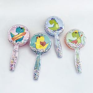 Per bambini regali per dinosauro rotondo <span class=keywords><strong>spazzola</strong></span> per capelli Anti Nudos cura dei capelli lisci sfera di cristallo in plastica trasparente - Product Image 1