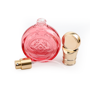 Vente <span class=keywords><strong>en</strong></span> <span class=keywords><strong>gros</strong></span> de flacons de parfum ronds <span class=keywords><strong>en</strong></span> verre personnalisés de 50 ml, emballages de parfum vides colorés avec bouchon doré - Product Image 5