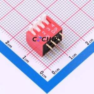 HX 2.54-4P CJCB-H DIP Switch DIP Switch Flat Toggle, Raised Type Single Pole Single Throw 4 PC Pin - Product Image 1