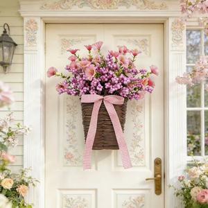 Ghirlanda <span class=keywords><strong>di</strong></span> Fiori Artificiali Primaverili/Estivi 2026 con Bacche e <span class=keywords><strong>Campanelle</strong></span>, Cesto <span class=keywords><strong>di</strong></span> Fiori per Decorazioni Domestiche, Fatto a Mano, Alta Qualità - Product Image 2