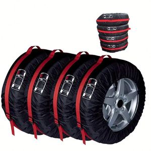 อุปกรณ์เสริม ฝาครอบป้องกันยางรถยนต์ 4 ชิ้น ฝาครอบยางอะไหล่ ตกแต่ง กระเป๋าเก็บของในรถยนต์ - Product Image 1