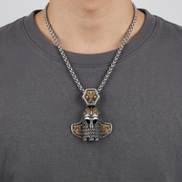 Pendentif Casque Guerrier Viking Acier Titane Collier Homme Vintage Retro Bijou Nordique Vente en Gros Poli Personnalise