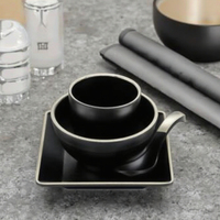 Ensemble de table de luxe bordures en or, pièces, de couleur noire et en mélamine, vente en gros