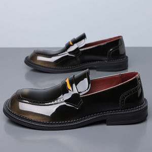 Nouvelles Chaussures Décontractées à Talon Épais et Bout Rond Rétro 2026 pour Hommes en Cuir Bruni Polyvalentes - Product Image 1