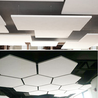 Baffles Acústicos de Fibra de Vidrio Hexagonales Personalizados, Techo Acústico Suspendido, Techo Insonorizado