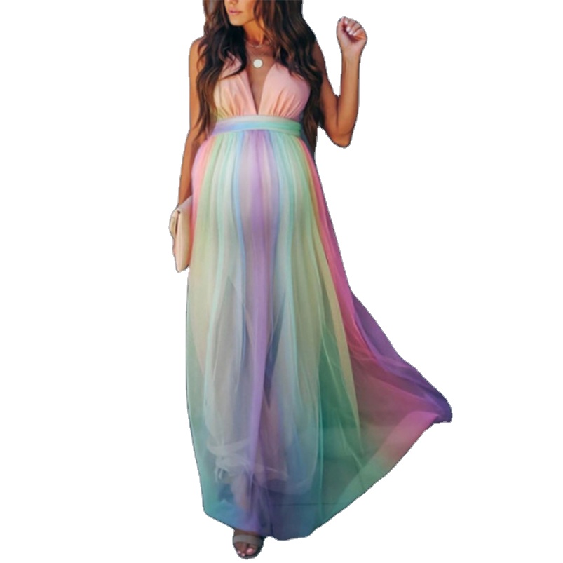 pastel rainbow maternity dress Madison Girls Organza Rainbow Gown