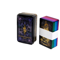 Best-seller transfrontalier Wondering Spirit HuiMingFeng Promotion Boîte rectangulaire en acier inoxydable gaufré or Cartes Oracle Tarot