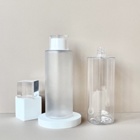 Bouteille vide en plastique PET transparente personnalisée de 400 ml avec couvercle rond pour toner, lotion cosmétique, démaquillant, soin de la peau, emballage rechargeable