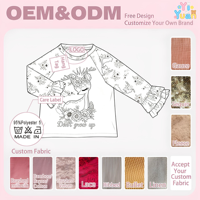 Hauts à manches longues raglan pour filles, imprimé floral et cerf tie-dye, avec manches évasées à volants, pull décontracté pour le quotidien des filles