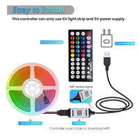 Bande lumineuse LED COB RGB 5V 576LEDs/m, contrôle par application Bluetooth, télécommande 44 touches, alimentation USB, corde flexible, lampe douce colorée, ruban adhésif