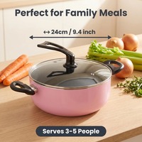 Casserole en aluminium forgé avec revêtement céramique antiadhésif, couvercle en verre, compatible induction, logo personnalisé OEM, vente en gros, ensemble de casseroles
