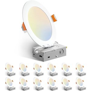 Amico Confezione da 12 Faretti LED da Incasso Ultra-Sottili da 6 Pollici, 5CCT Dimmerabili, Bianchi Moderni, 1050LM di Luminosità, Senza Canne, Montaggio a Incasso - Product Image 2