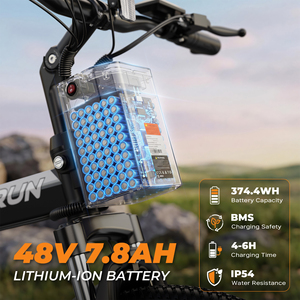 Vélo de montagne pliable 26 pouces, moteur 750W, acier carbone, étanche IP65, double suspension, dérailleur 7 vitesses, charge 150KG, entrepôt UE/Royaume-Uni - Product Image 3