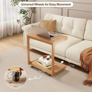 Mesa Auxiliar <span class=keywords><strong>de</strong></span> Sofá <span class=keywords><strong>en</strong></span> Forma <span class=keywords><strong>de</strong></span> C Personalizada, Mesa <span class=keywords><strong>de</strong></span> <span class=keywords><strong>Centro</strong></span> <span class=keywords><strong>de</strong></span> Madera para Sala <span class=keywords><strong>de</strong></span> Estar, Mesa Auxiliar <span class=keywords><strong>de</strong></span> Sofá <span class=keywords><strong>de</strong></span> Bambú Ajustable con Ruedas Giratorias - Product Image 3