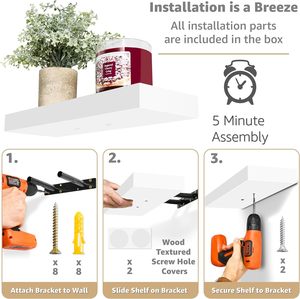 Estantes flotantes de <span class=keywords><strong>madera</strong></span> <span class=keywords><strong>blanca</strong></span> modernos personalizados para pared, estante de exhibición montado en la pared flotante MDF para cocina, dormitorio, sala de estar - Product Image 4