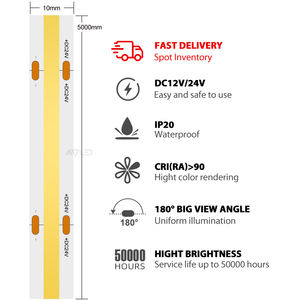 Flexible COB <b>LED</b> Strip Light DC12V 5000K Daylight IP65 Silicone Body Rohs UL CE certified - Product Image 2