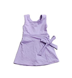 Vestido Deportivo Informal Personalizado con Estampado Floral, Volantes y Lazos, para Verano, Yoga, Tenis, Transpirable, para Niñas, con Shorts Integrados - Product Image 1