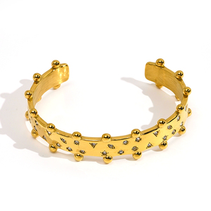 18K Gold Plated Stainless Steel Two Row <strong>Beads</strong> Irregular Zircon Earrings Bracelet Necklace For Women Jewelry Sets B252532