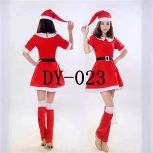 Women Christmas Outfits Short Sleeve Velvet Fleece <b>Sexy</b> Club Style Adult Costume <b>Set</b> DY-023 - Product Image 1