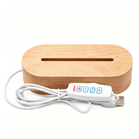 Base lumineuse ovale en bois USB à LED, 3 couleurs, pour affichage d'art en acrylique, cristal, résine, gravure laser 3D, décoration de veilleuse DIY