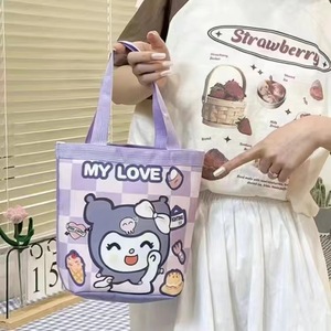 Bolso de lona cilíndrico con estampado estilo Instagram, diseño de graffiti, bloques de color, cierre de boca abierta pequeña, ideal como bolsa de almuerzo. - Product Image 4