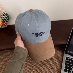Hot Sale Two Tone Baseball Cap Vintage Washed Cotton <b>Dad</b> <b>Hat</b> with Sunday Embroidery Casual Unisex Sports Cap for Men Women - Product Image 4
