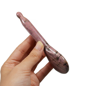 Rodocrosita Gua Sha Pluma de acupuntura facial Herramienta de piedra de jade curativa natural para relajación profunda y tratamiento de tejidos blandos en la cara - Product Image 4