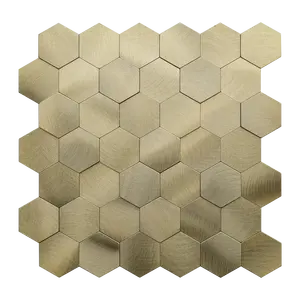 Azulejo de mosaico con forma hexagonal dorada, decoración para el hogar, pelar y pegar, contra salpicaduras