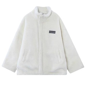 White Faux Fur Coat Women's Loose Thickened Winter Jacket Stand Collar Warm Outwear - Product Image 5