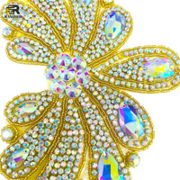 Patchs 3D à une lettre avec appliques perlées en strass brillant pour robe de mariée ou décorations