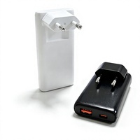 Chargeur rapide GaN ultra-plat 65W, résistant au feu, QC3.0 OTP/OVP, prise EU pliable, ports USB-A/USB-C pour ordinateur portable/tablette/téléphone portable