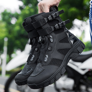 Stivali da <span class=keywords><strong>Moto</strong></span> in Vera Pelle per <span class=keywords><strong>Uomo</strong></span>, Scarpe Sportive da Corsa High-Tech Impermeabili e Traspiranti - Product Image 1