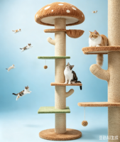 Arbre à chat d'intérieur haut de gamme en bois, tour pour chat à hauteur réglable, condo pour chat, griffoir en sisal, grand modèle du sol au plafond