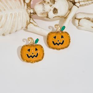 Pendientes de Calabaza Fantasma de Alta Gama para Halloween, Estilo Europeo Americano, Elegantes Pendientes de Aleación con Forma de Calabaza para Mujer - Product Image 2