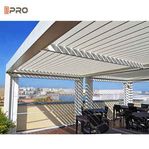 Pergola bioclimatique en aluminium galvanisé 12x16 avec certificat NFRC, design moderne, toit à lamelles avec éclairage LED - Product Image 2
