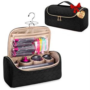 Sac de maquillage étanche pour brosse de séchage, sac de rangement portable avec crochet de suspension pour accessoires de fer à friser - Product Image 1