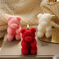 Ours en roses pour la Saint-Valentin, bougie parfumée à l'aromathérapie en cire de soja, nouvelle décoration d'intérieur avec motif cœur pour mariage et Noël