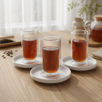 Tasse à thé en verre borosilicate de haute qualité, fabriquée en usine depuis 41 ans, nouveau design blanc givré, tasse à thé à double paroi, verre fait main, capacité de 90 ml