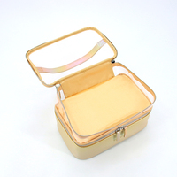 Sac de toilette personnalisé transparent à double couche en PVC PU avec deux compartiments séparés, sac de toilette transparent, trousse de toilette de voyage