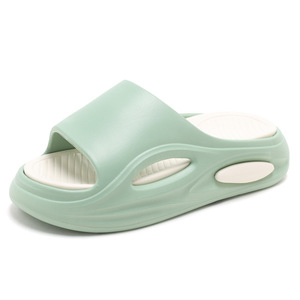 Tongs d'été pour femmes, semelle épaisse, antidérapantes, sandales EVA respirantes, chaussures de plage en plein air, taille 36-45, blanc vert - Product Image 5