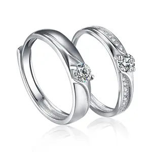 Fashion Finger Ring For Couple Jewelry Prong Setting Big Cz Zircon Diamond Ring Set Ladies Wedding Ring