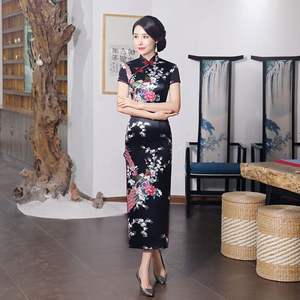Venta al por mayor para fabricantes: Nuevo vestido <span class=keywords><strong>Cheongsam</strong></span> vintage <span class=keywords><strong>de</strong></span> primavera-verano con estampado Paisley, talla grande, corte entallado y efecto adelgazante. - Product Image 5