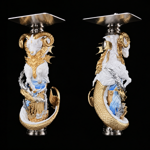 Cachimba Decorativa de Resina y Acero Inoxidable de 60 cm con Diseño Artístico de Corona Marina para Exhibición en Salones de Hotel - Product Image 5
