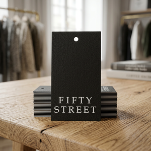 Custom Vintage Gold Foil Hang Tags Eco-Friendly 400g/800g Coated Paper Embossed Logo for clothing <b>Bags</b> Garments - Product Image 2