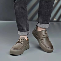 Nouvelle tendance, baskets de course pour hommes, style coréen, automne/printemps, cuir véritable, respirant, semelle intérieure en EVA, semelle épaisse, design antidérapant