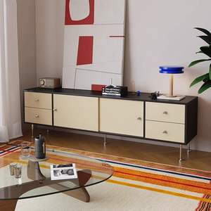 Mueble de TV Estilo Vintage Bauhaus, Unidad de Almacenamiento Minimalista, Diseño con Bloques de Color, Mueble Retro para Sala de Estar - Product Image 4