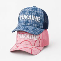 Casquette de baseball sportive à 5 panneaux de haute qualité, en maille, broderie personnalisée, motif imprimé en tissu maillé, casquettes de camionneur