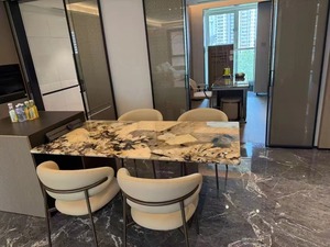 Baxter Patagonia tavolo da pranzo in granito con gamba in metallo per soggiorno Patagonia tavolo da pranzo 6 Perons tavolo da pranzo - Product Image 2