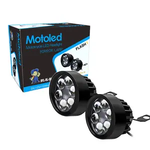 2 uds 12V Moto Mini Luz de espejo de conducción focos Led auxiliares 6 lámpara 18W 1800LM Flash motocicleta Mini luz de conducción