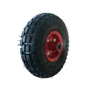 10 inch Small Pneumatic rubber wheels 4.10/3.50-4 with steel rim for hand truck trolley wheelbarrow